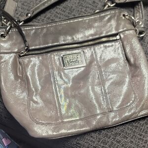 Coach Metallic Silver Shoulder Bag